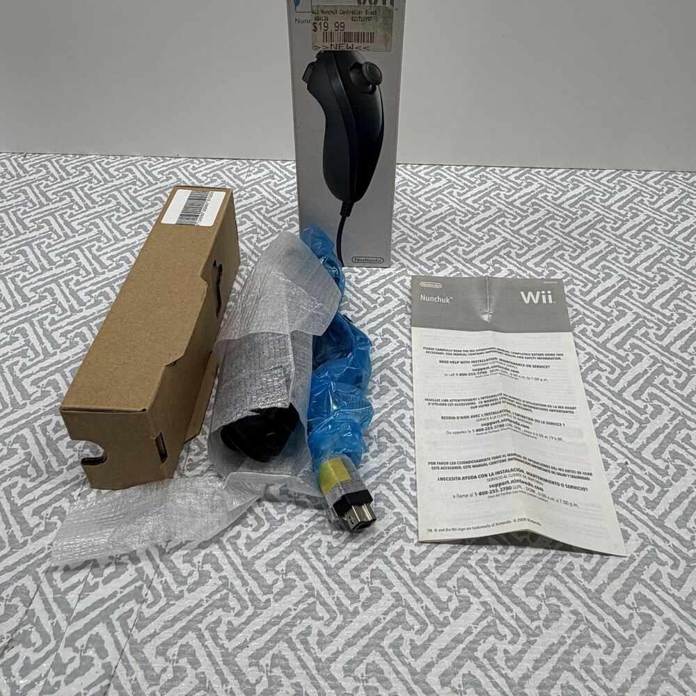 Nintendo Wii Black Nunchuk - Brand New, Open Box CIB